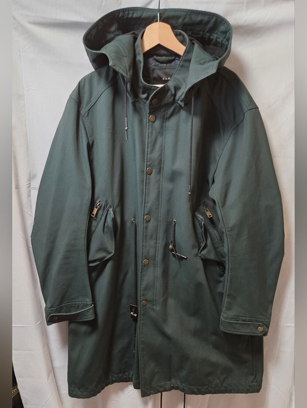 Zara Men’s Forest Green Hooded Field Parka sz L